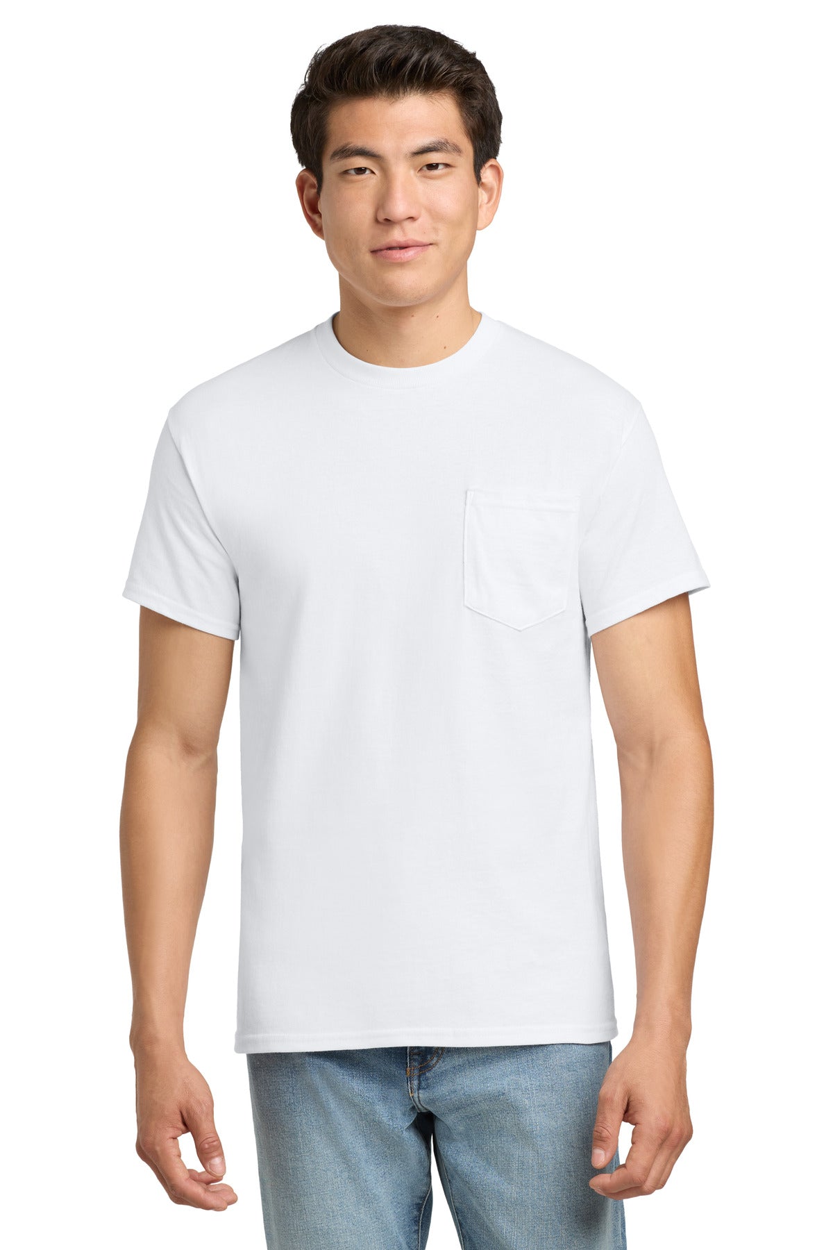 Gildan - Ultra Cotton 100% US Cotton T-Shirt with Pocket - White