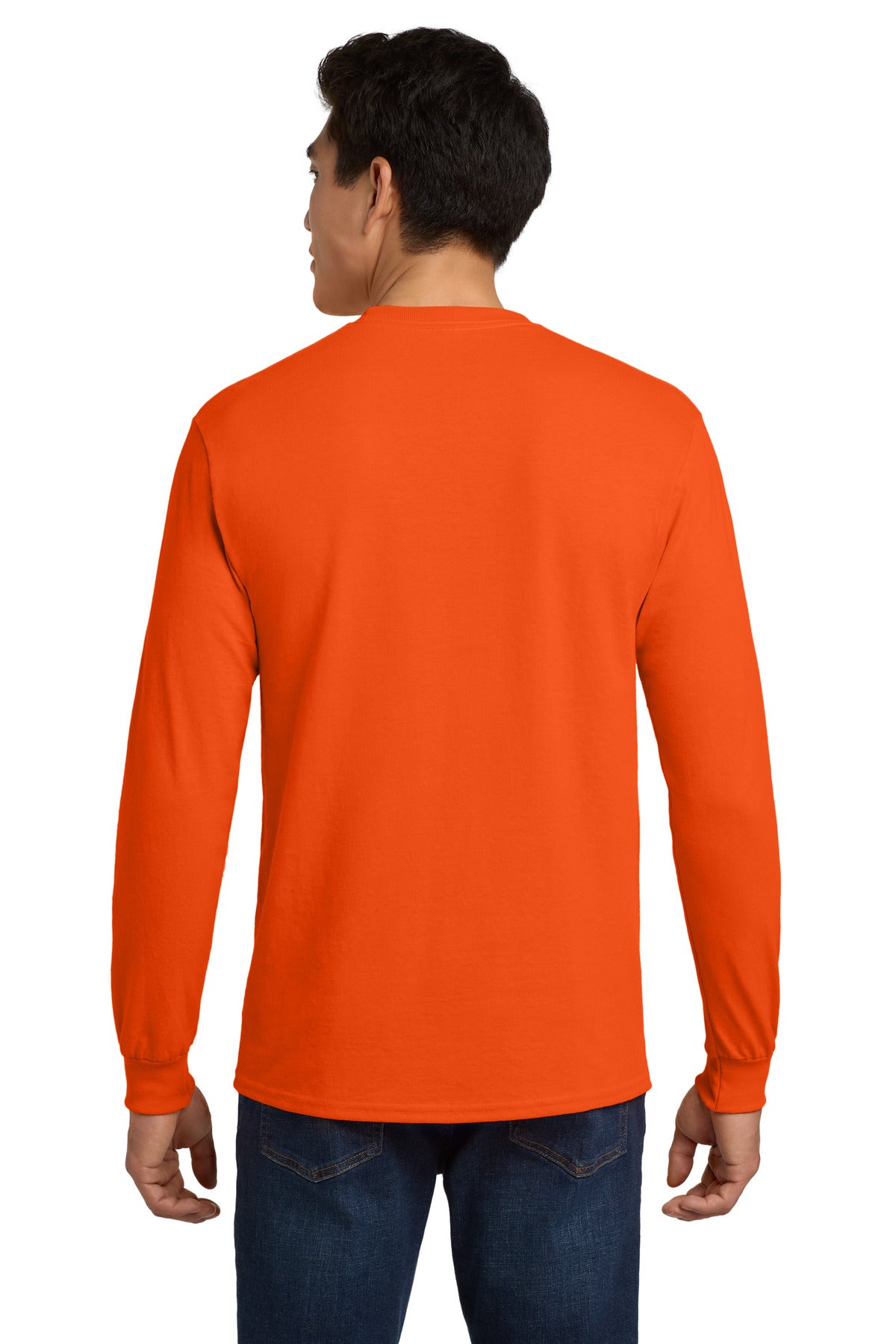 Gildan - Ultra Cotton 100% US Cotton Long Sleeve T-Shirt with Pocket - S. Orange