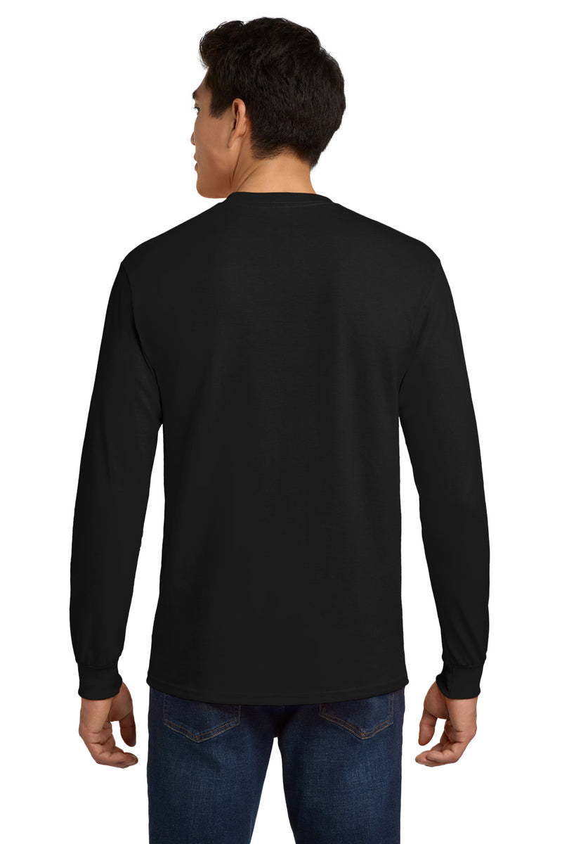Gildan - Ultra Cotton 100% US Cotton Long Sleeve T-Shirt with Pocket - Black