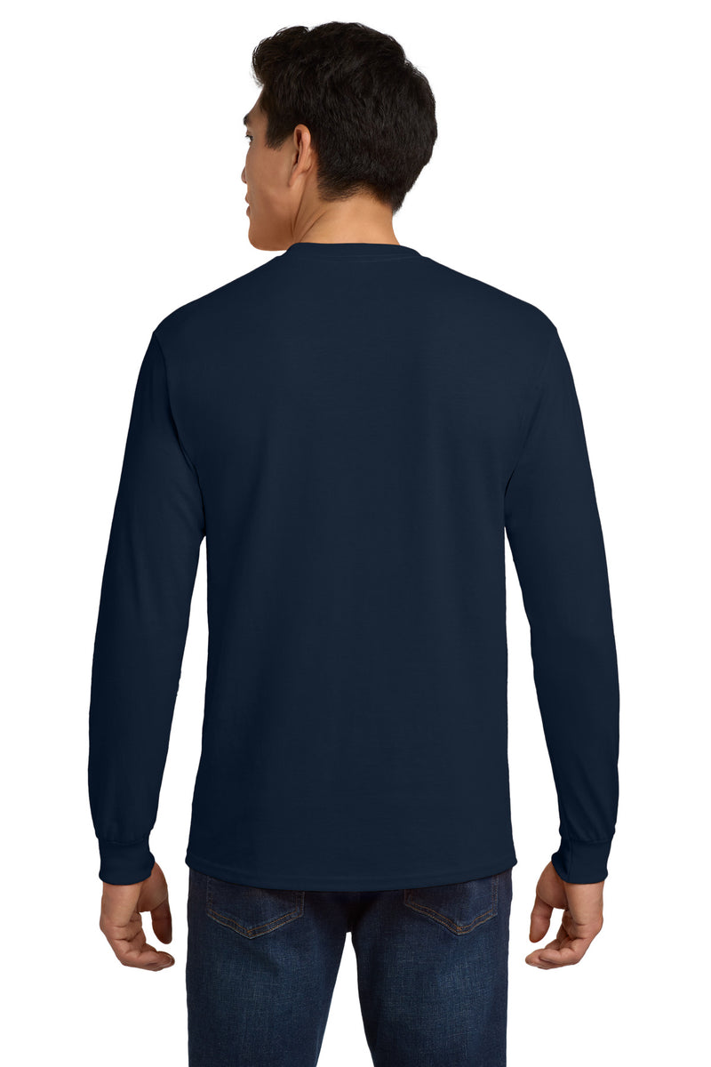 Gildan - Ultra Cotton 100% US Cotton Long Sleeve T-Shirt with Pocket - Navy