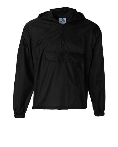 Unisex Packable Half-Zip Hooded Pullover Jacket - Black