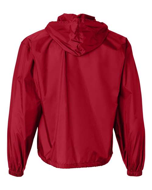Unisex Packable Half-Zip Hooded Pullover Jacket - Red
