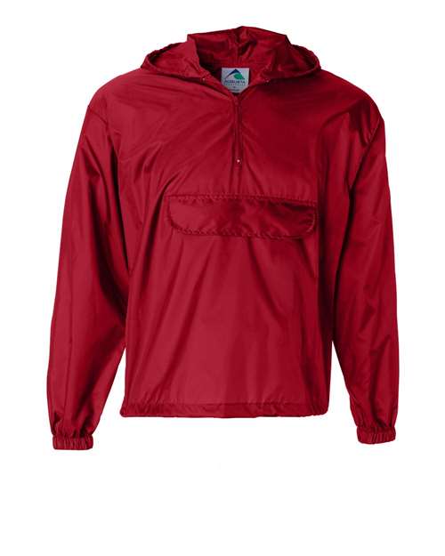 Unisex Packable Half-Zip Hooded Pullover Jacket - Red