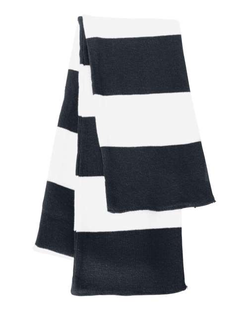 Rugby-Striped Knit Scarf - Navy/ White