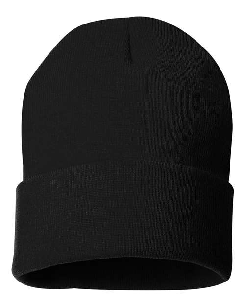 12" Solid Cuffed Beanie - Black