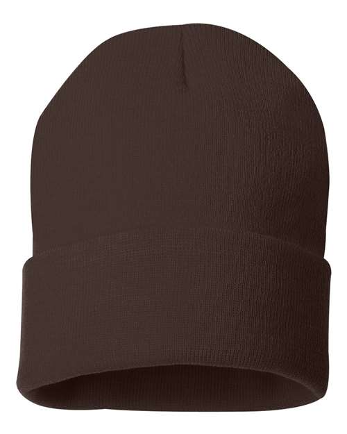 12" Solid Cuffed Beanie - Brown