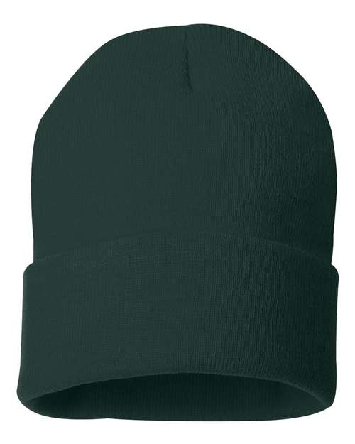 12" Solid Cuffed Beanie - Forest Green