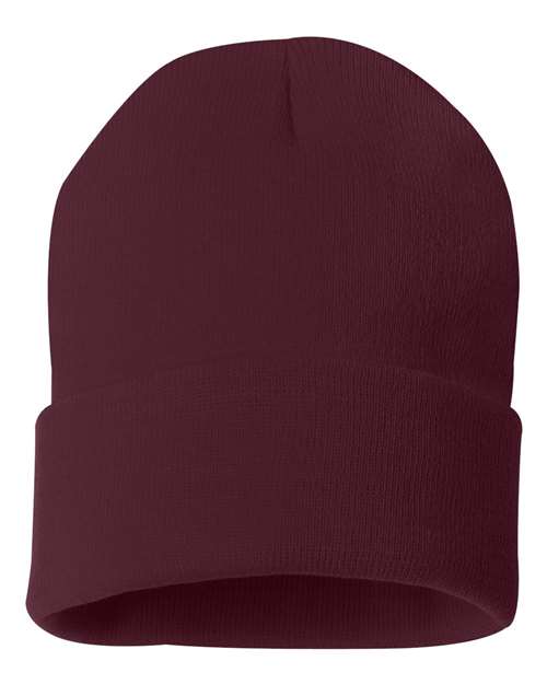 12" Solid Cuffed Beanie - Maroon