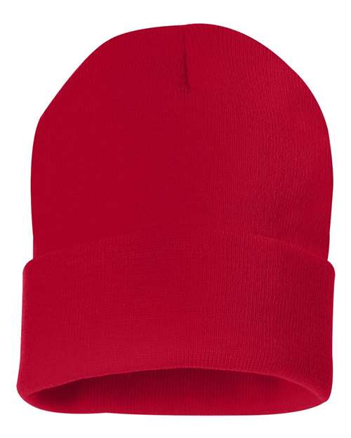 12" Solid Cuffed Beanie - Red