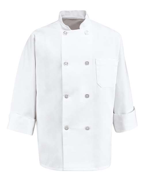 Eight Pearl Button Chef Coat - White
