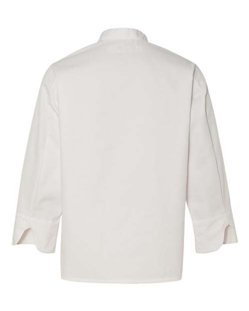 Eight Pearl Button Chef Coat with Thermometer Pocket - White