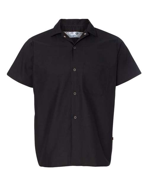 Poplin Cook Shirt with Gripper Closures - Black