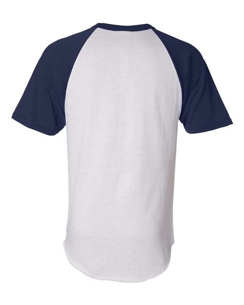 Unisex Raglan Baseball Jersey - White/ Navy