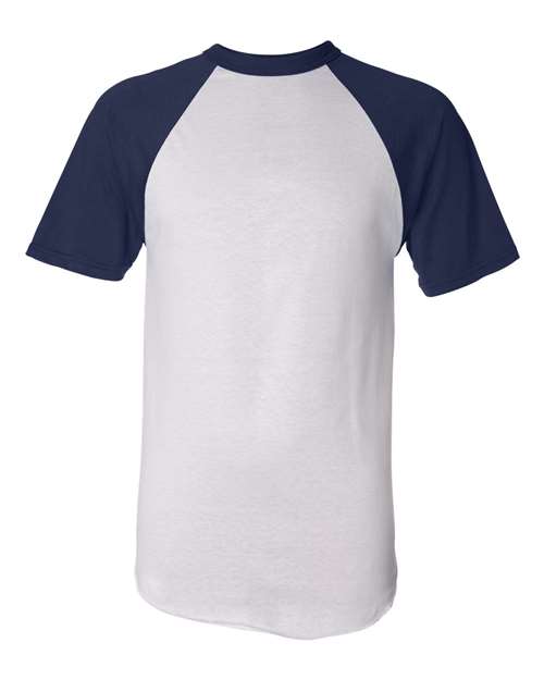 Unisex Raglan Baseball Jersey - White/ Navy