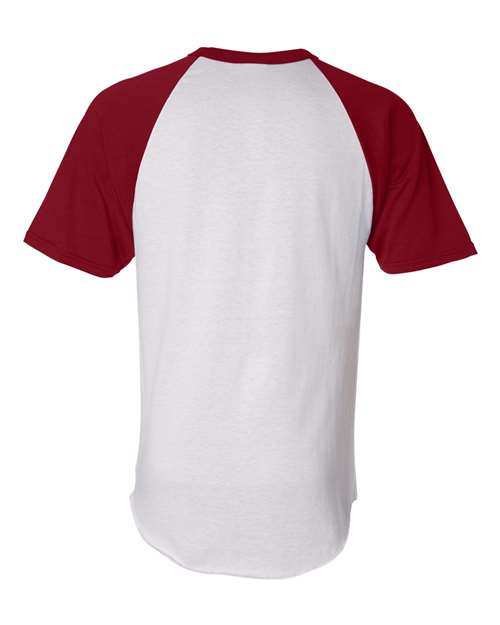 Unisex Raglan Baseball Jersey - White/ Red