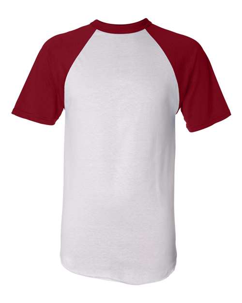 Unisex Raglan Baseball Jersey - White/ Red