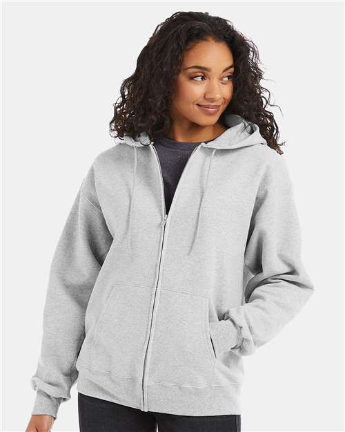 Unisex Ultimate Cotton® Full-Zip Hooded Sweatshirt - Ash