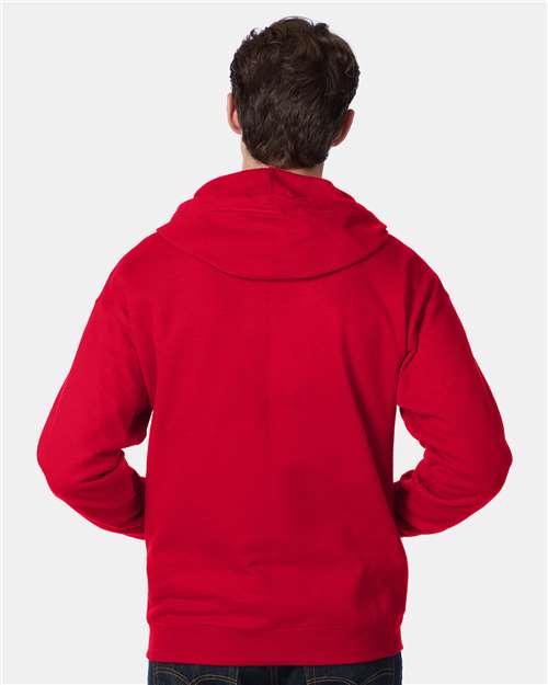 Unisex EcoSmart® Full-Zip Hooded Sweatshirt - Deep Red