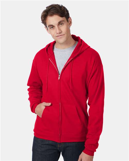 Unisex EcoSmart® Full-Zip Hooded Sweatshirt - Deep Red