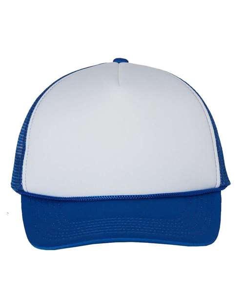 Foam Mesh-Back Trucker Cap - White/ Royal