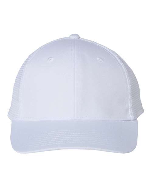 Mesh-Back Twill Trucker Cap - White