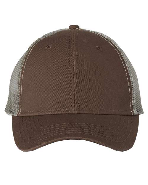 Bio-Washed Trucker Cap - Brown/ Khaki