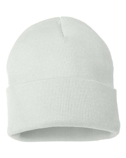12" Solid Cuffed Beanie - White