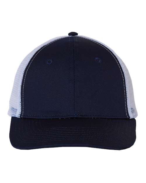 Mesh-Back Twill Trucker Cap - Navy/ White