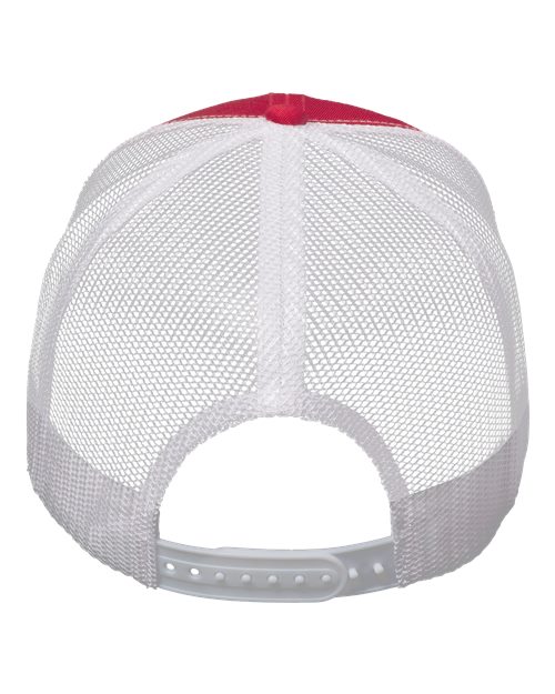Mesh-Back Twill Trucker Cap - Red/ White