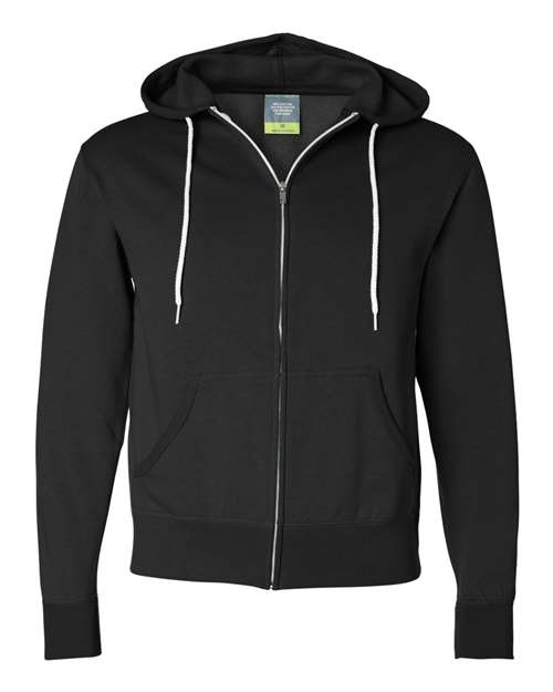 Unisex Lightweight Full-Zip Hooded Sweatshirt - Black