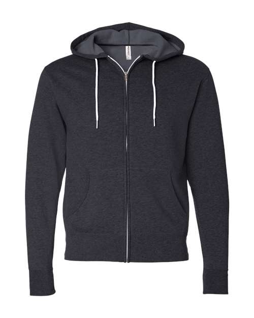 Unisex Lightweight Full-Zip Hooded Sweatshirt - Charcoal Heather