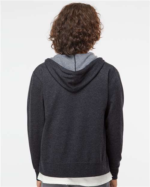 Unisex Lightweight Full-Zip Hooded Sweatshirt - Charcoal Heather