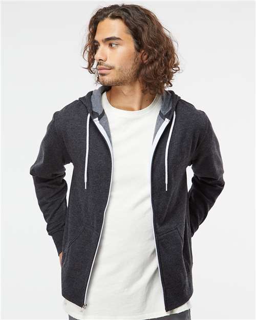 Unisex Lightweight Full-Zip Hooded Sweatshirt - Charcoal Heather