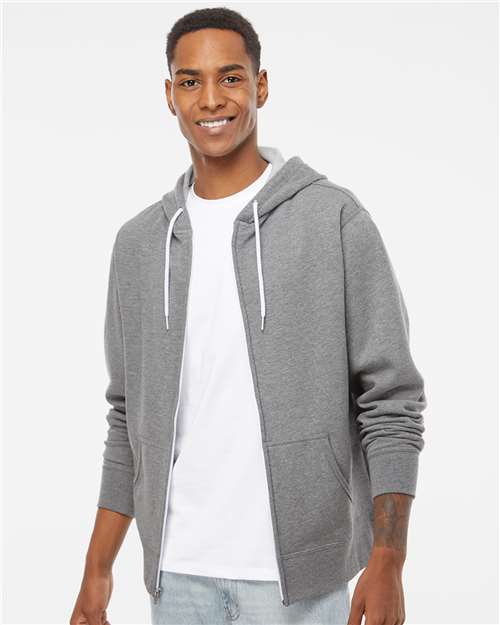 Unisex Lightweight Full-Zip Hooded Sweatshirt - Gunmetal Heather