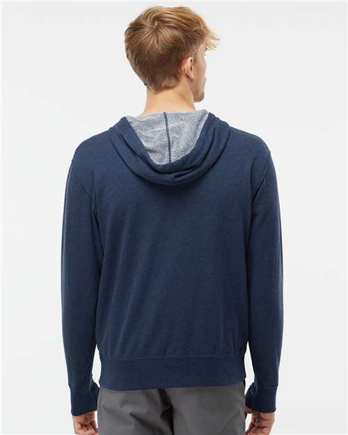 Unisex Heathered French Terry Full-Zip Hooded Sweatshirt - Navy Heather