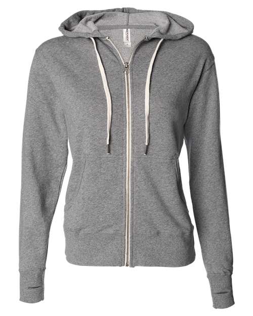 Unisex Heathered French Terry Full-Zip Hooded Sweatshirt - Salt & Pepper