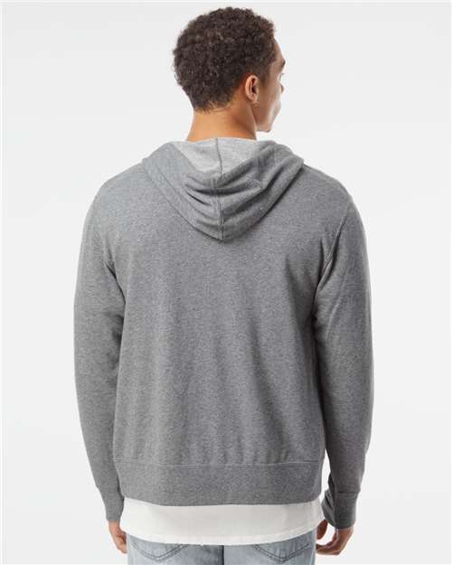 Unisex Heathered French Terry Full-Zip Hooded Sweatshirt - Salt & Pepper