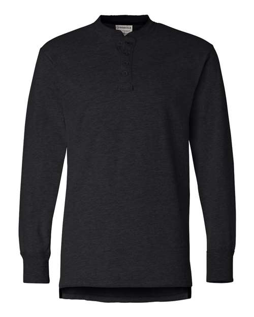 Men's Vintage Brushed Jersey Henley - Black