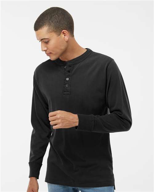 Men's Vintage Brushed Jersey Henley - Black