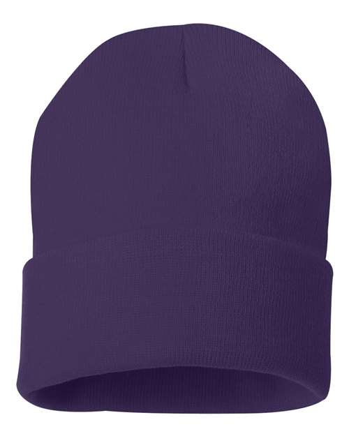 12" Solid Cuffed Beanie - Purple