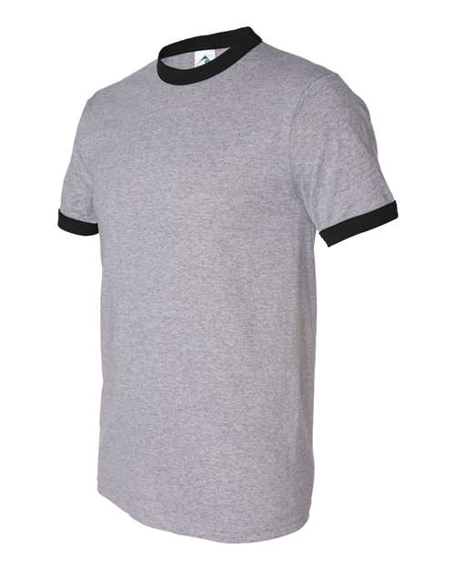 Unisex 50/50 Ringer T-Shirt - Athletic Heather/ Black