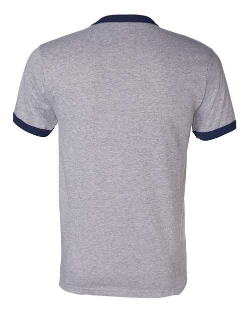 Unisex 50/50 Ringer T-Shirt - Athletic Heather/ Navy