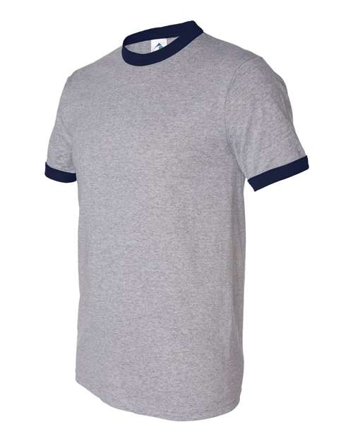 Unisex 50/50 Ringer T-Shirt - Athletic Heather/ Navy
