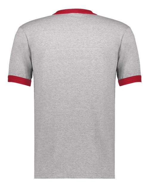 Unisex 50/50 Ringer T-Shirt - Athletic Heather/ Red