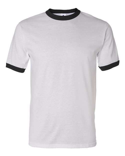 Unisex 50/50 Ringer T-Shirt - White/ Black