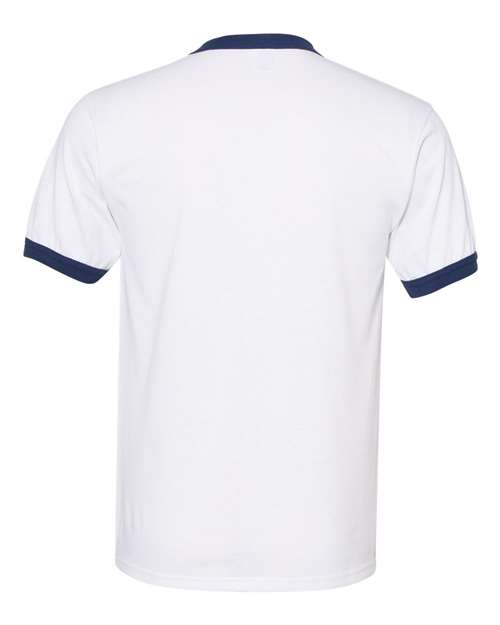 Unisex 50/50 Ringer T-Shirt - White/ Navy