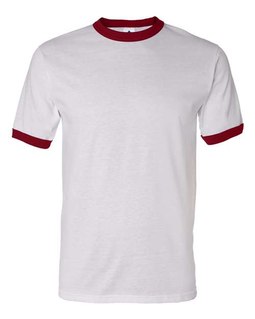Unisex 50/50 Ringer T-Shirt - White/ Red