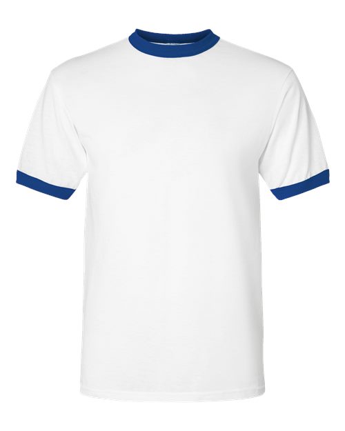 Unisex 50/50 Ringer T-Shirt - White/ Royal