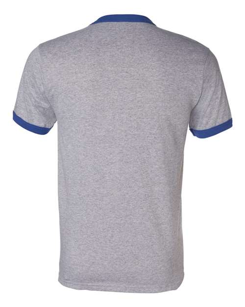 Unisex 50/50 Ringer T-Shirt - Athletic Heather/ Royal