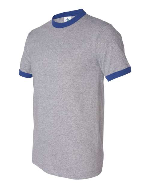 Unisex 50/50 Ringer T-Shirt - Athletic Heather/ Royal